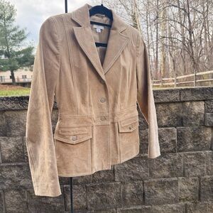 Vintage Suede 100% Leather Jacket with Contrast Stitching